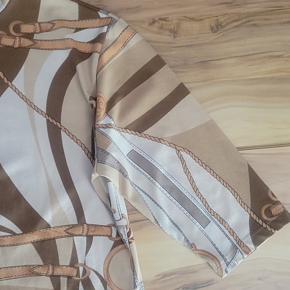 VTG 70s 80s Trompe l' Oeil Equestrian Print Top Med Old Money Preppy Maximalist - Picture 5 of 16